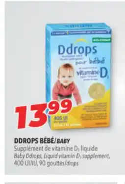 Familiprix Ddrops Baby Ddrops, Liquid vitamin D3 supplement, IU, 90 drops offer