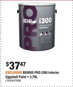 Home Depot EXCLUSIVE BEHR PRO i300 Interior Eggshell Paint • 3.79L offer