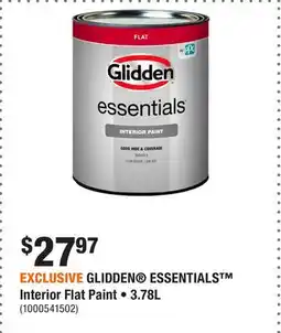 Home Depot EXCLUSIVE GLIDDEN ESSENTIALS Interior Flat Paint • 3.78L offer