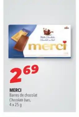Familiprix MERCI Chocolate bars, 4 x 25 g offer