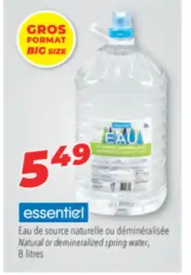 Familiprix essentiel Natural or demineralized spring water, 8 litres offer