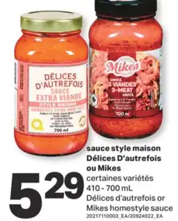 L'Intermarché SAUCE STYLE MAISON DÉLICES D'AUTREFOIS OU MIKES offer