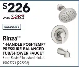 RONA MOEN 1-HANDLE POSI-TEMP PRESSURE BALANCED TUB/SHOWER FAUCET offer