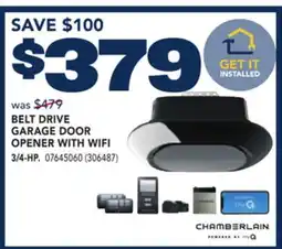 RONA CHAMBERLAIN BELT DRIVE GARAGE DOOR OPENER WITH WIFI 3/4-HP offer