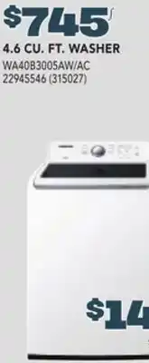 Réno Dépôt SAMSUNG 4.6 CU. FT. WASHER offer
