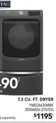 Réno Dépôt MAYTAG 7.3 CU. FT. DRYER YMED6630MBK offer
