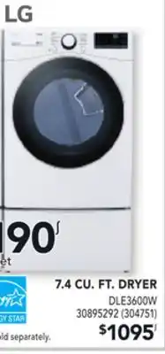 Réno Dépôt LG 7.4 CU. FT. DRYER offer
