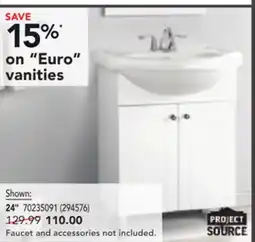 Réno Dépôt PROJECT SOURCE On Euro vanities offer
