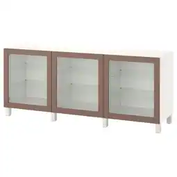 IKEA BestÅ Storage combination with doors, white sindvik/stubbarp/light gray-brown clear glass, 70 7/8x16 1/2x29 1/8 offer