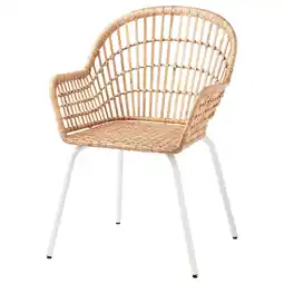 IKEA Nilsove Chair with armrests, rattan/white offer