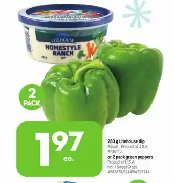 Giant Tiger 283 g Litehouse dip or 2 pack green peppers offer