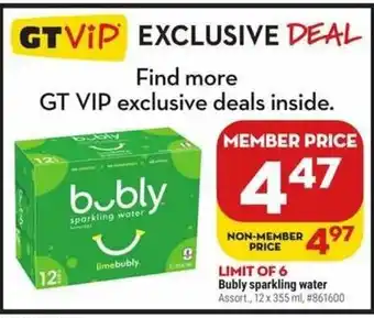 Giant Tiger Bublt sparkling water offer