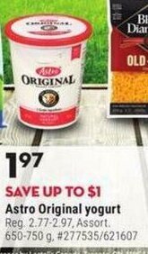 Giant Tiger Astro Original yogurt offer