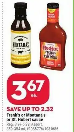 Giant Tiger Frank's or Montana's or St. Hubert sauce offer