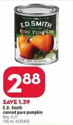 Giant Tiger E.D. Smith canned pure pumpkin offer