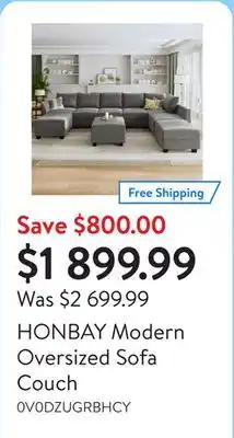 Walmart HONBAY Modern Oversized Sofa Couch offer