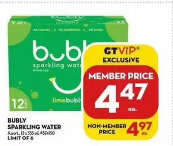 Giant Tiger Bubly Spackling Water offer