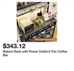 Bakers Rack with Power Outlet 6-Tier Coffee Bar