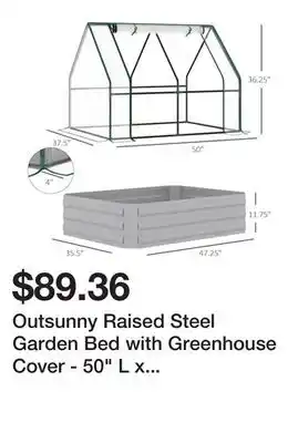 Bed Bath & Beyond Outsunny Raised Steel Garden Bed with Greenhouse Cover - 50 L x 37.5 W x 36.25 H offer