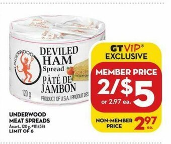 Giant Tiger Underwood Meat Spreads offer
