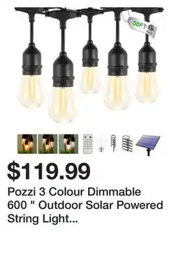Wayfair Pozzi 3 Colour Dimmable 600 Outdoor Solar Powered String Light with Remote Control (Set of 2) offer