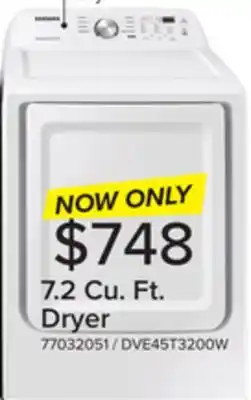 Leon's Samsung White Electric Dryer with Sensor Dry (7.2 Cu.Ft) - DVE45T3200W/AC offer