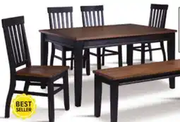 Leon's Raven Noir 6-Piece Dining Set - Ebony, Driftwood offer