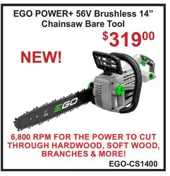 Atlas Tools & Machinery EGO POWER+ 56V Brushless 14 Chainsaw Bare Tool offer