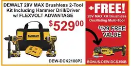Atlas Tools & Machinery DEWALT 20V MAX Brushless 2-Tool Kit Including Hammer Drill/Driver w/ FLEXVOLT ADVANTAGE offer