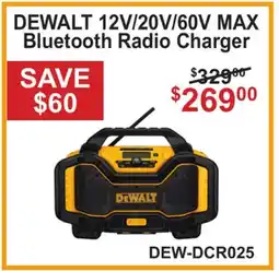 DEWALT 12V/20V/60V MAX Bluetooth Radio Charger
