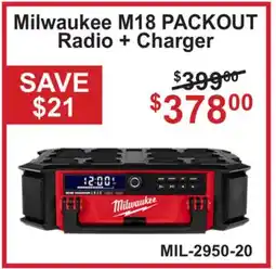 Atlas Tools & Machinery Milwaukee M18 PACKOUT Radio + Charger offer