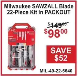 Atlas Tools & Machinery Milwaukee SAWZALL Blade 22-Piece Kit in PACKOUT offer