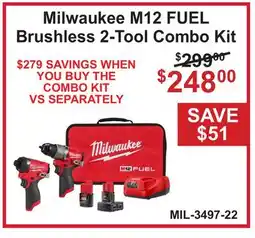 Atlas Tools & Machinery Milwaukee M12 FUEL Brushless 2-Tool Combo Kit offer