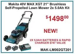 Atlas Tools & Machinery Makita 40V MAX XGT 21 Brushless Self-Propelled Lawn Mower 2x 5.0Ah Kit offer