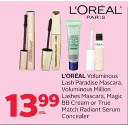 Rexall L' ORÉAL Voluminous Lash Paradise Mascara, Voluminous Million Lashes Mascara, Magic BB Cream or True Match Radiant Serum Conc offer