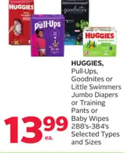 Rexall HUGGIES, Pull. Ups, Goodnites or Little Swimmers Jumbo Diapers or Training Pants or Baby Wipes offer