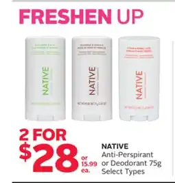 Rexall NATIVE Anti-Perspirant or Deodorant offer