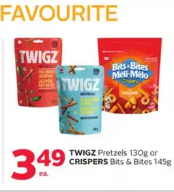 Rexall TWIGZ Pretzels 130g or CRISPERS Bits & Bites 145g offer