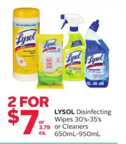 Rexall LYSOL Disinfecting Wipes 30' s-35' s or Cleaners 650mL-950mL offer