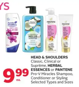 Rexall HEAD & SHOULDERS Classic, Clinical or Suprême, HERBAL ESSENCES or PANTENE Pro-V Miracles Shampoo, Conditioner or Styling offer