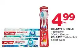 Rexall COLGATE or HELLO Toothpaste 70mL-133mL or COLGATE Toothbrushes offer