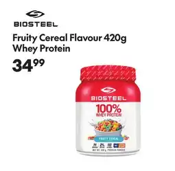 Sport Chek BIOSTEEL FRUITY CEREAL FLAVOUR 420G WHEY PROTEIN offer