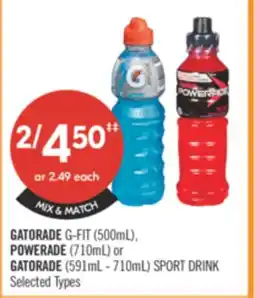 Shoppers Drug Mart Gatorade G-Fit(500mL),Powerade (710mL) or Gatorade (591mL-710mL) Sport Drink offer