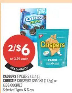 Shoppers Drug Mart CADBURY FINGERS (114g), CHRISTIE CRISPERS SNACKS (145g) or KIDS COOKIES offer