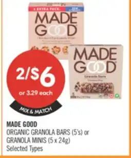 Shoppers Drug Mart MADE GOOD ORGANIC GRANOLA BARS (5's) or GRANOLA MINIS (5x24g) offer