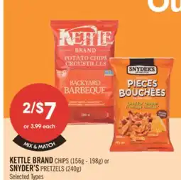 Shoppers Drug Mart KETTLE BRAND CHIPS(156g-198g) or SNYDER'S PRETZELS(240g) offer