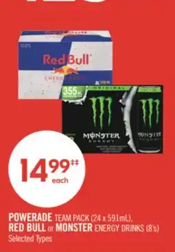 Shoppers Drug Mart POWERADE TEAM PACK (24 x 591mL), RED BULL or MONSTER ENERGY DRINKS (8's) offer