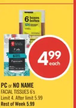 Shoppers Drug Mart PC or NO NAME FACIAL TISSUES offer