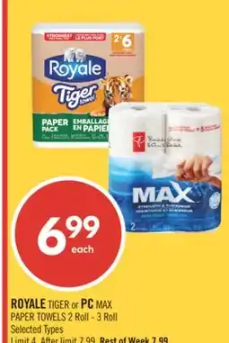 Shoppers Drug Mart ROYALE TIGER or PC MAX PAPER TOWELS offer