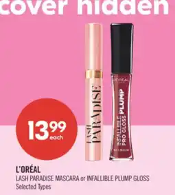 Shoppers Drug Mart L'ORÉAL LASH PARADISE MASCARA or INFALLIBLE PLUMP GLOSS offer